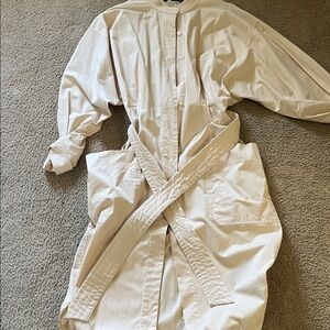 Zara Cream Button-Up Dress with Belt